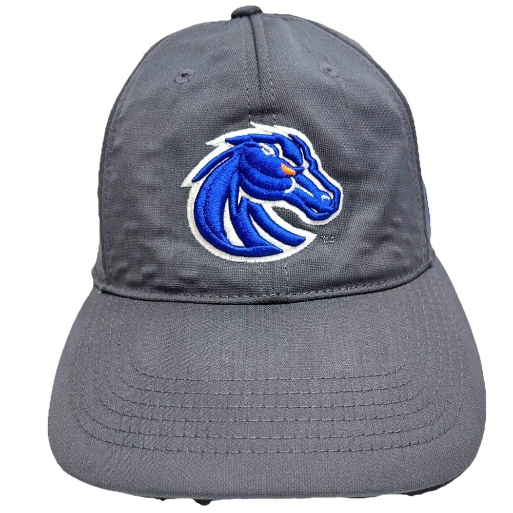 Boise State Broncos Hat Cap Stretch Flex Fit OSFA Gray Plain Logo Performance *